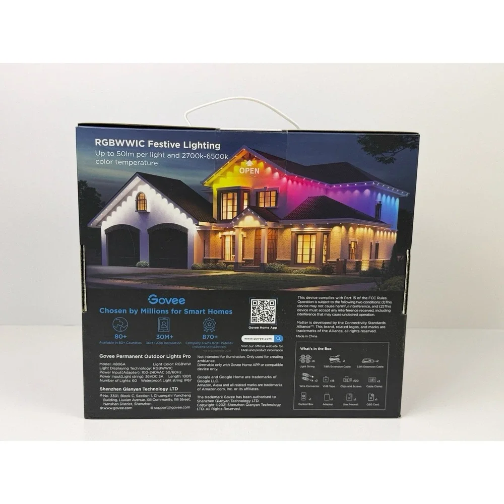 Govee Permanent Outdoor Lights Pro 100 FT White Waterproof 2700K-6500K H806AA01